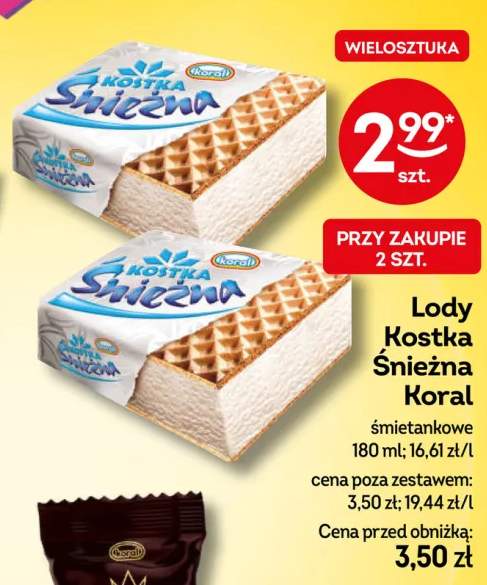 Lody Kostka Śnieżna Koral śmietankowe