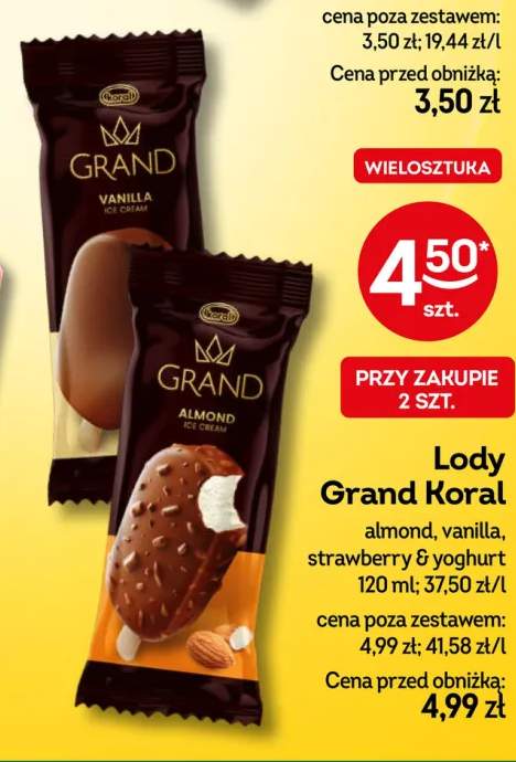 Lody Grand Koral almond +2 warianty
