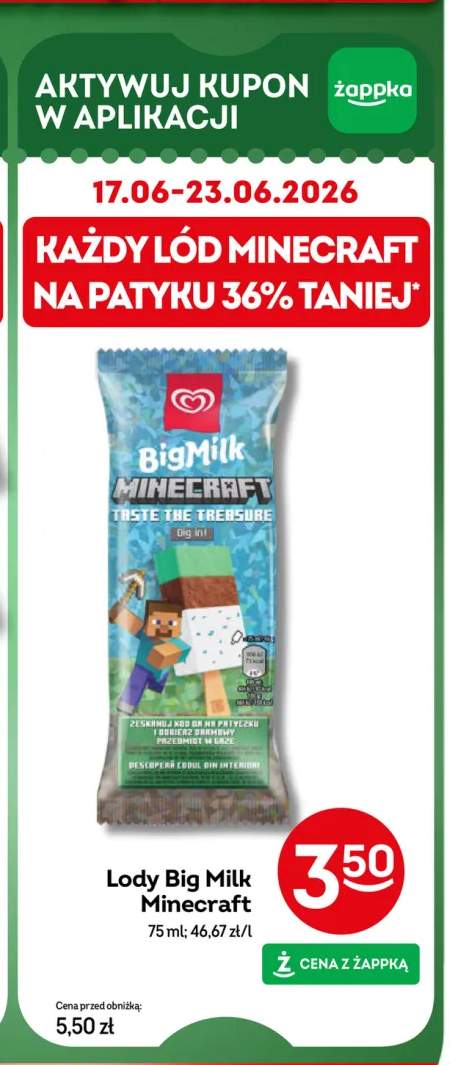 Lody na patyku Big Milk Minecraft