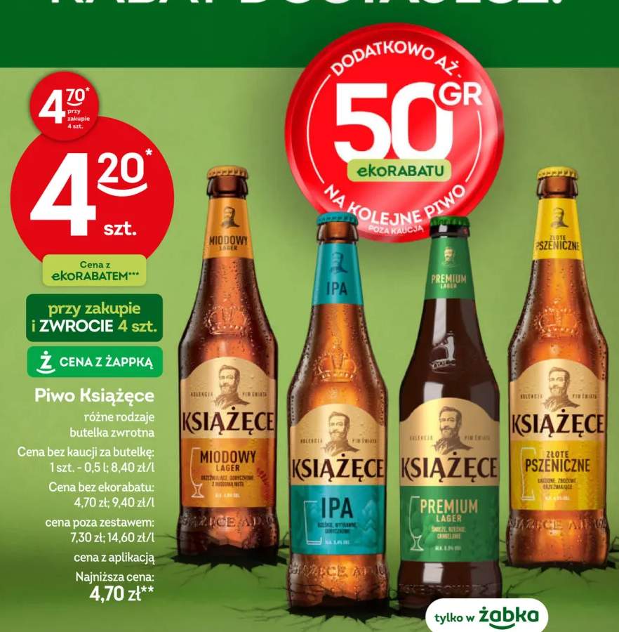 Piwo Książęce Miodowy Lager +3 warianty