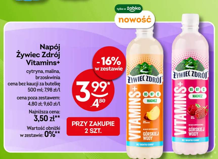 Napój Żywiec Zdrój Vitamins+ cytryna +2 warianty