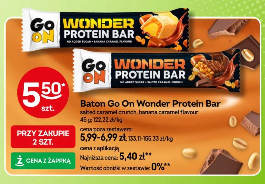 Baton proteinowy Go On Wonder Protein Bar salted caramel crunch +1 wariant