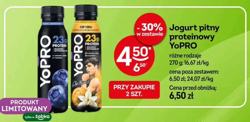 Jogurt pitny proteinowy YoPRO smak jagodowy +1 wariant