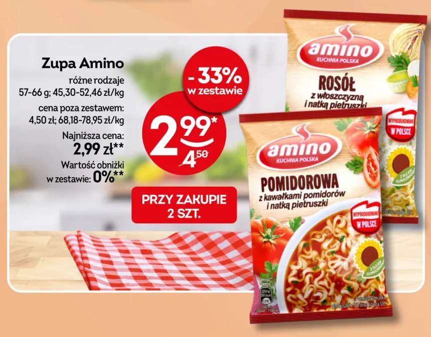 Zupa błyskawiczna Amino Rosół z włoszczyzną i natką pietruszki +1 wariant
