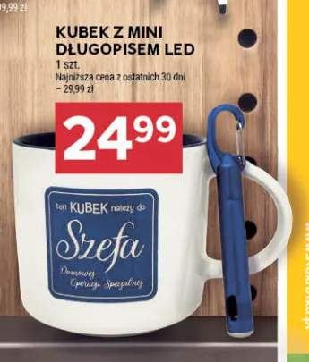 Kubek z mini długopisem LED