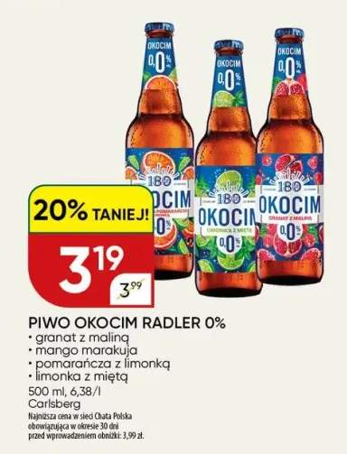 Piwo bezalkoholowe Okocim Radler 0% Granat z Maliną +3 warianty