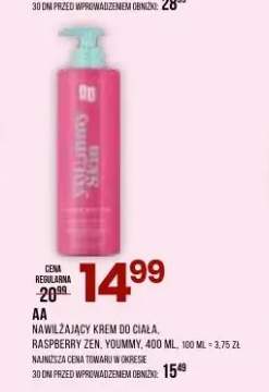 Nawilżający krem do ciała Raspberry Zen Yoummy AA
