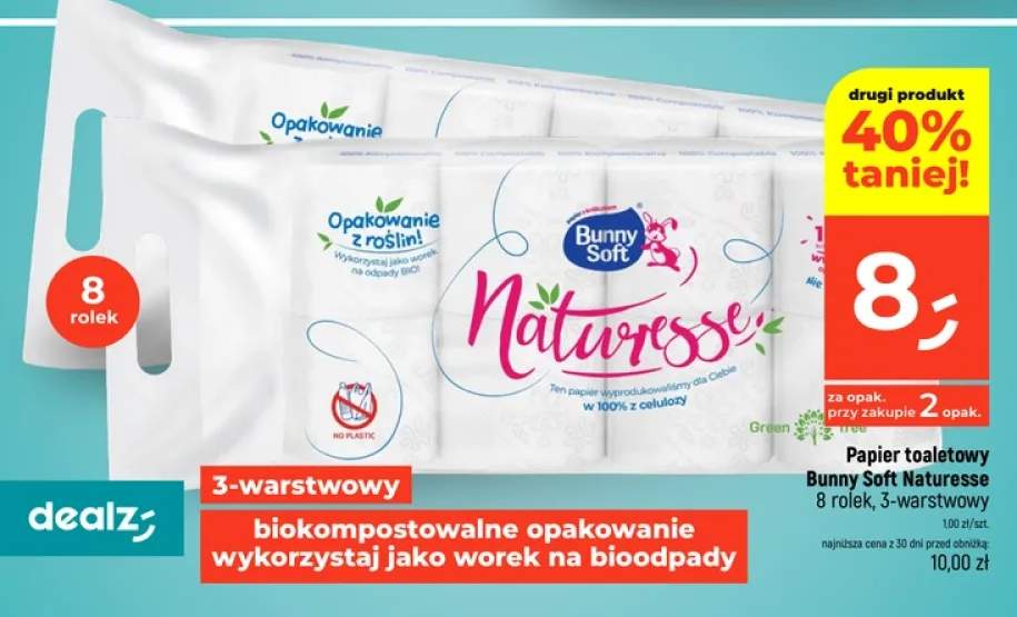 Papier toaletowy Bunny Soft Naturesse 8-pak 3-warstwowy