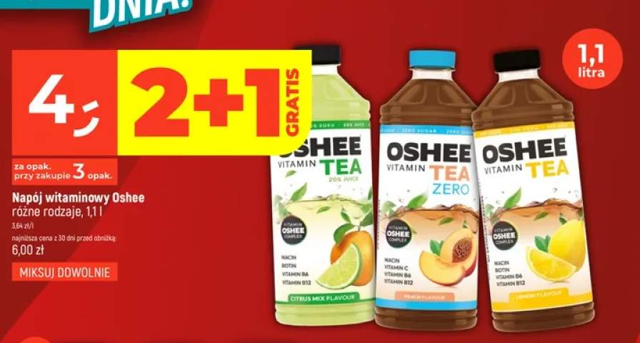 Napój witaminowy Oshee Vitamin Tea Lemon Flavour +2 warianty
