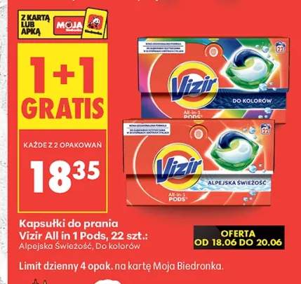 Kapsułki do prania Vizir All in 1 Pods Do kolorów +1 wariant