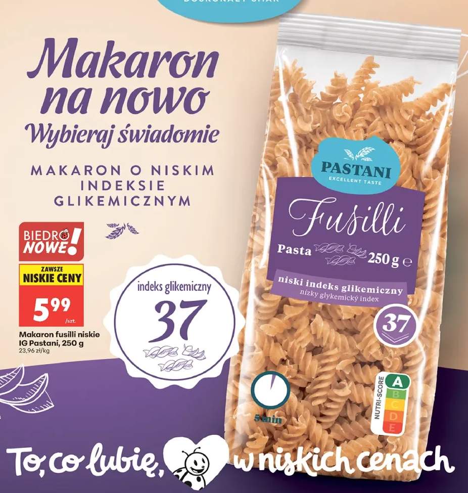 Makaron fusilli niskie IG Pastani