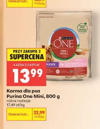 Karma dla psa Purina One Mini Delicate z łososiem +1 wariant