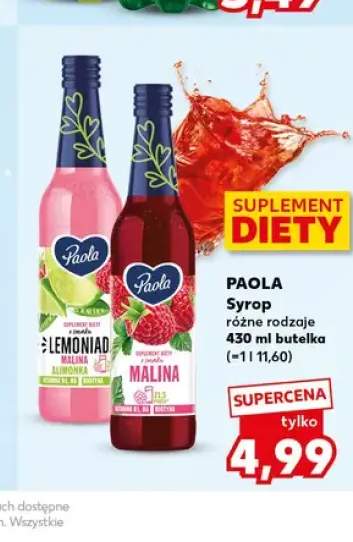 Syrop o smaku lemoniady malina i limonka Paola +1 wariant