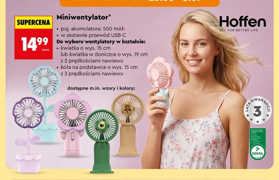 Miniwentylator kwiatek Hoffen +2 warianty