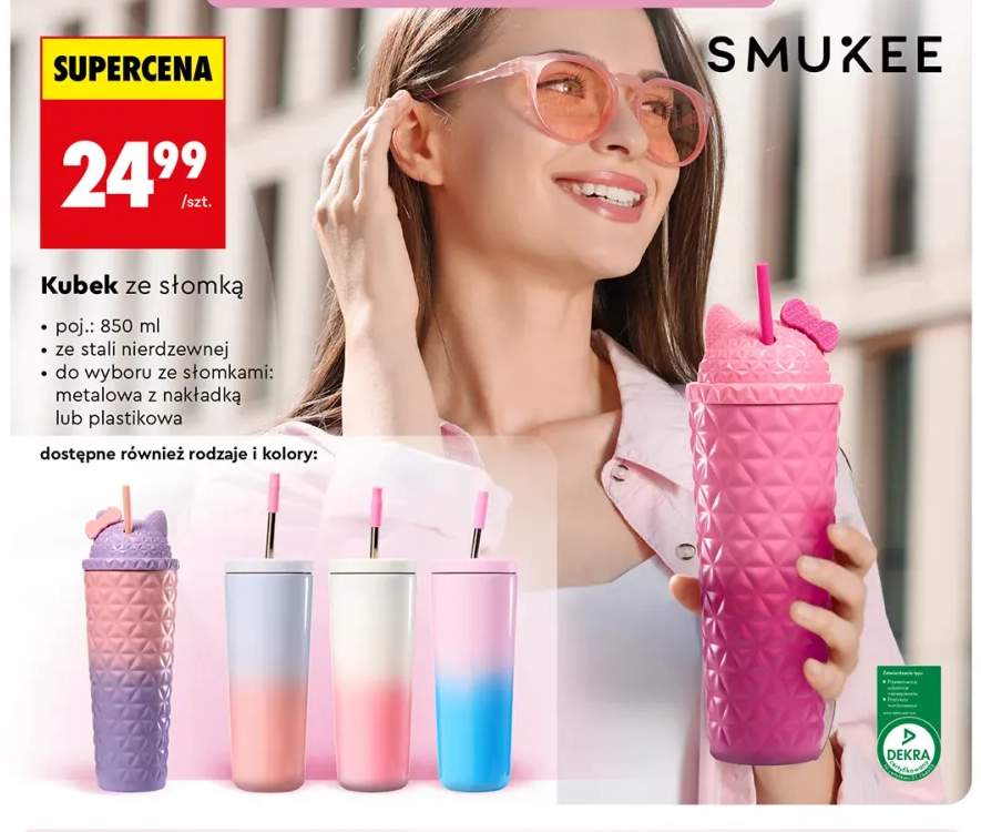 Kubek ze słomką Smukee 850 ml