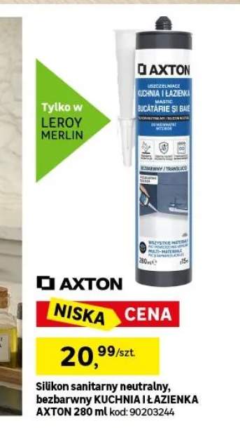 Silikon sanitarny Kuchnia i Łazienka neutralny bezbarwny 280 ml Axton