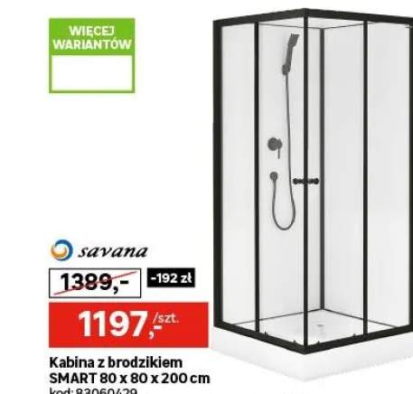 Kabina prysznicowa 90 x 90 cm Smart Black Savana