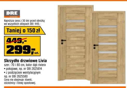 DRE Skrzydło drzwiowe Livia dąb riviera pokojowe 80P