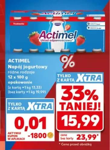 Napój jogurtowy truskawkowy Actimel 12-pak 100 g +1 wariant