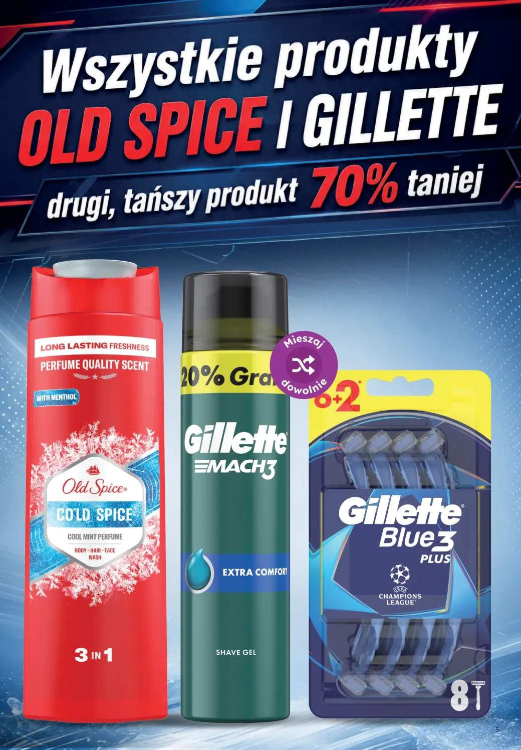 Maszynki do golenia Gillette Blue3 Plus Champions League 8-pak +3 warianty