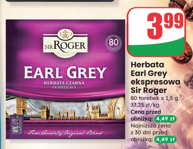 Herbata czarna ekspresowa Earl Grey Sir Roger