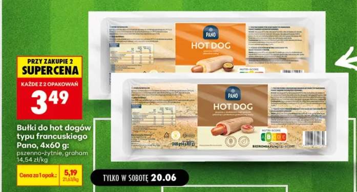 Bułki do hot dogów typu francuskiego Pano 4-pak 60 g