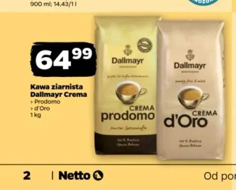 Kawa ziarnista Dallmayr Crema Prodomo +1 wariant