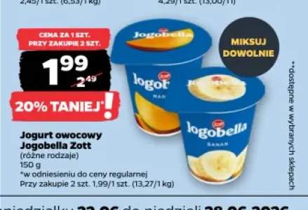 Jogurt owocowy Jogobella Zott mango +1 wariant