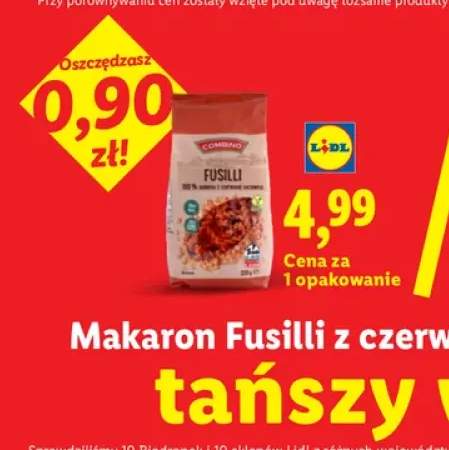 Makaron Fusilli z czerwonej soczewicy Combino