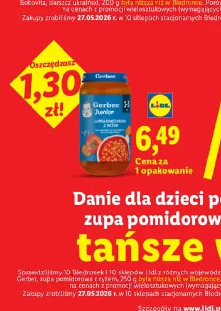 Danie dla dzieci po 12 m-cu Gerber zupa pomidorowa z ryżem