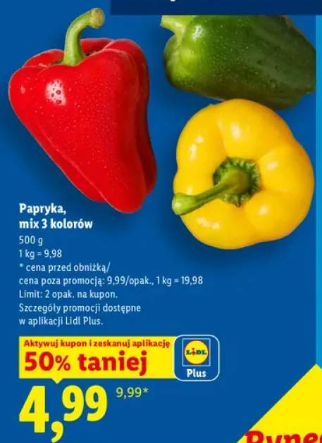 Papryka mix 3 kolorów Ryneczek Lidla