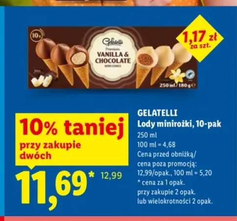 Lody minirożki Gelatelli 10-pak