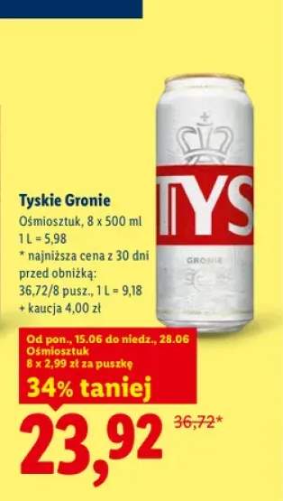 Piwo Tyskie Gronie 8-pak 500 ml