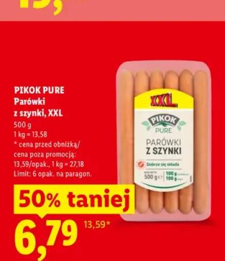 Parówki z szynki Pikok Pure XXL
