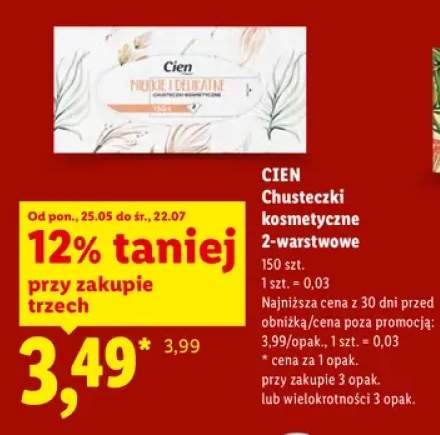 Chusteczki kosmetyczne Cien 2-warstwowe