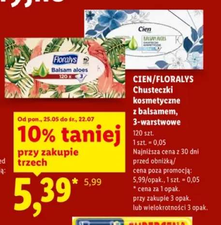 Chusteczki kosmetyczne Cien z balsamem 3-warstwowe +1 wariant