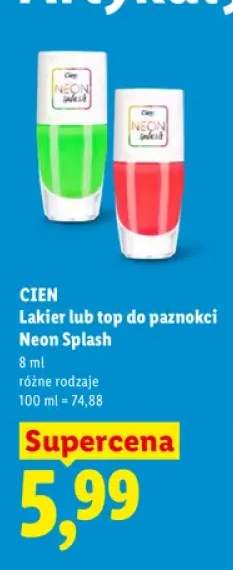Lakier do paznokci Neon Splash Cien +1 wariant