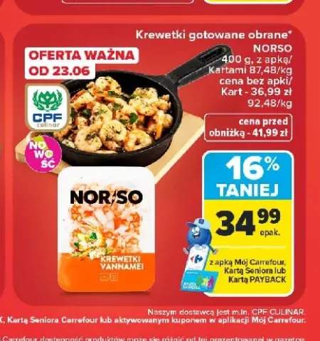 Krewetki gotowane obrane NORSO