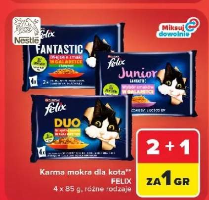 Karma mokra dla kota Felix Fantastic Wiejskie Smaki w galaretce z warzywami +2 warianty