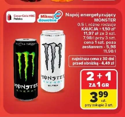 Napój energetyzujący Monster Energy Ultra +1 wariant
