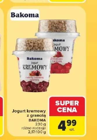 Jogurt kremowy z wiśnią czereśnią i granolą Bakoma +1 wariant