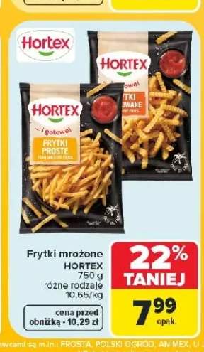 Frytki mrożone proste Hortex +1 wariant
