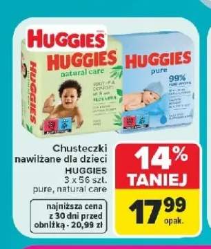 Chusteczki nawilżane dla dzieci Huggies Pure +1 wariant