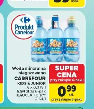 Woda mineralna niegazowana Carrefour Kids & Junior