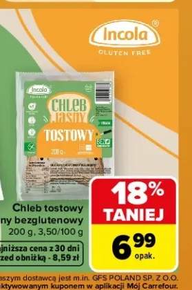 Chleb tostowy jasny bezglutenowy Incola
