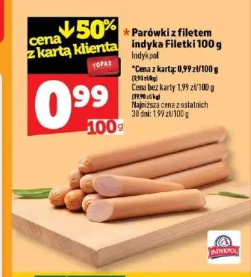 Parówki z filetem indyka Filetki Indykpol
