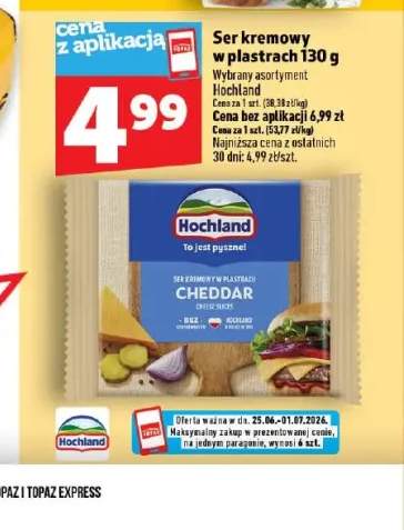 Ser kremowy w plastrach Cheddar Hochland