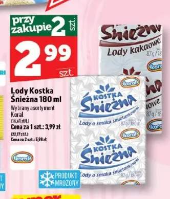 Lody Kostka Śnieżna kakaowe Koral +1 wariant