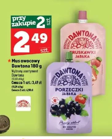 Mus owocowy Dawtona Truskawki Jabłka +1 wariant