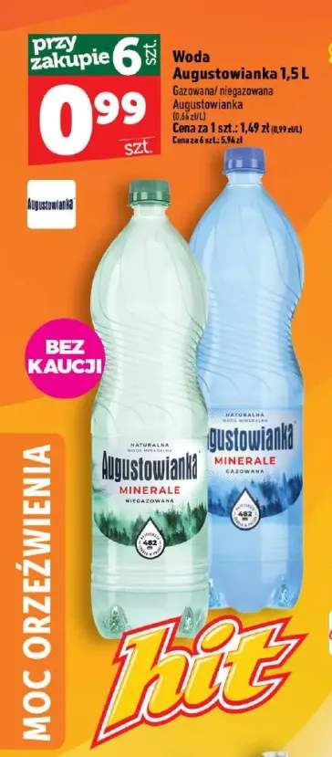 Woda mineralna gazowana Augustowianka +1 wariant
